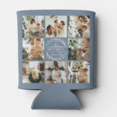 Elegante moderne stoffige blauwe fotocollage Keeps Blikjeskoeler (Achterkant)