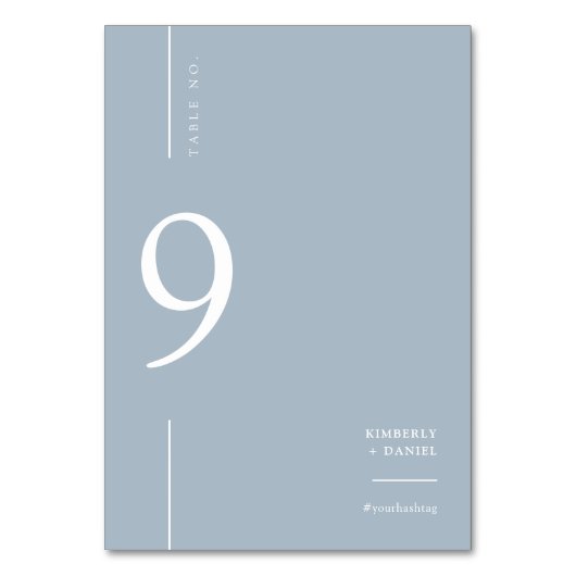 Elegante moderne stoffige blauwe minimale bruiloft kaart (Voorkant)