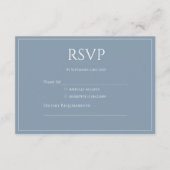 Elegante moderne stoffige blauwe monogram RSVP Informatiekaartje (Voorkant)