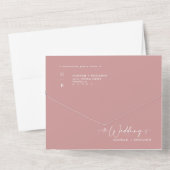 Elegante moderne stoffige roze boho-boog QR-code f All In One Uitnodiging (Achterkant)