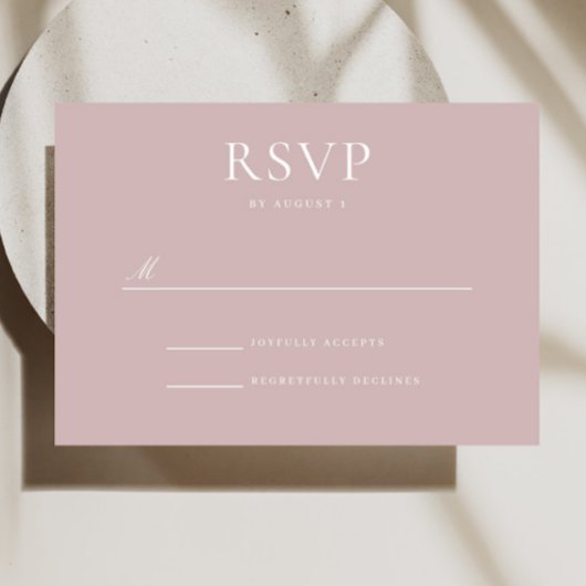 Elegante moderne stoffige roze bruiloft RSVP Kaart