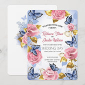 Elegante moderne stoffige roze roos bloem kaart (Voorkant / Achterkant)