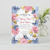 Elegante moderne stoffige roze roos bloem kaart (Staand voorkant)