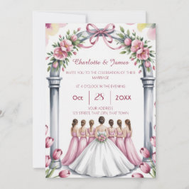 Elegante moderne stoffige roze roos bloemige bruil kaart