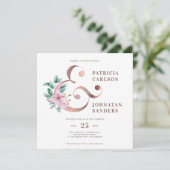 Elegante moderne stoffige roze rosé gouden bloemen kaart (Staand voorkant)