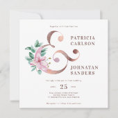 Elegante moderne stoffige roze rosé gouden bloemen kaart (Voorkant)