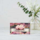 Elegante moderne streep Lotus Bourgogne Marmer Visitekaartje (Staand voorkant)