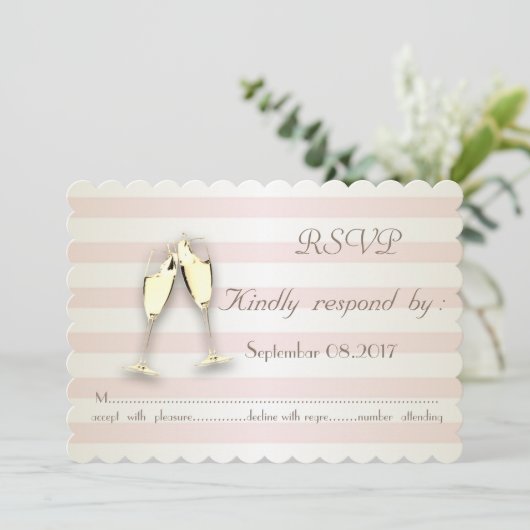 Elegante moderne strepen, glazen trouw-RSVP kaart (Staand voorkant)