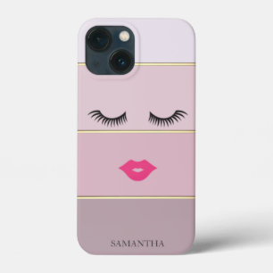 Elegante Moderne Strepen, Wimpers, Lippen -Persoo Case-Mate iPhone Case