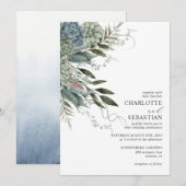 Elegante moderne succulente bloemenbruiloft uitnod kaart (Voorkant / Achterkant)
