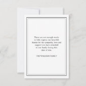 Elegante moderne sympathie geheugen dank u kaart (Achterkant)