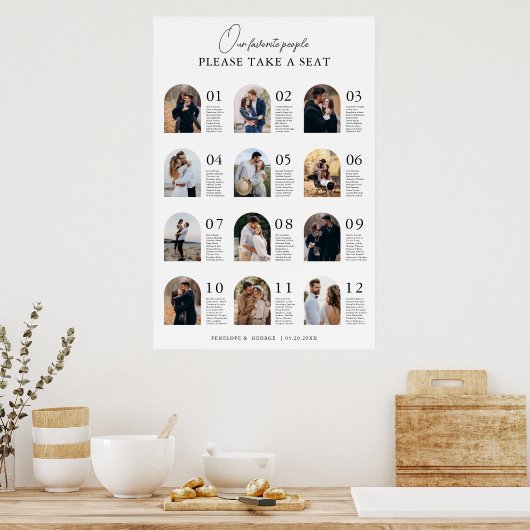Elegante Moderne Tafelfoto Trouwstoel Grafiek Poster (Keuken)