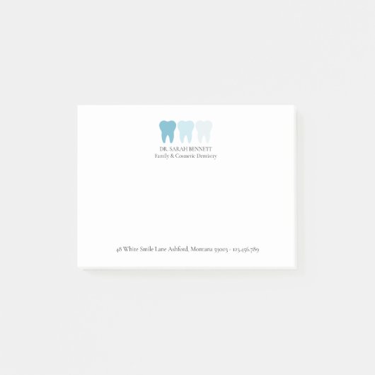 Elegante moderne tandarts tand logo aangepast post-it® notes (Voorkant)