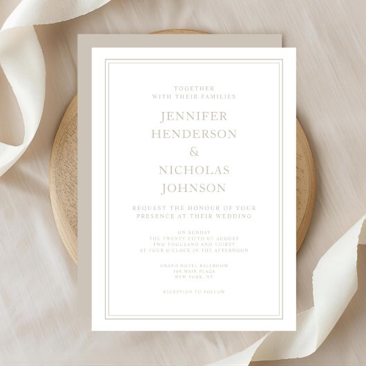 Elegante moderne taupe bruiloft kaart