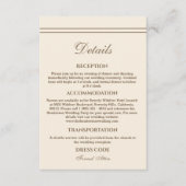 Elegante moderne taupe crème bruiloft details informatiekaartje (Voorkant)