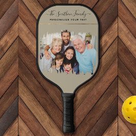 Elegante moderne taupe en goud voeg uw foto famili pickleball paddle