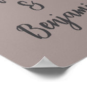 Elegante moderne taupe en grijze bruiloft welkom poster (Hoek)