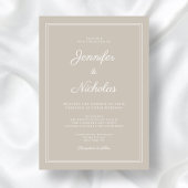 Elegante moderne Taupe Script bruiloft Kaart