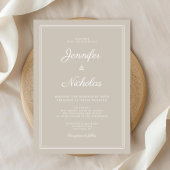 Elegante moderne Taupe Script bruiloft Kaart