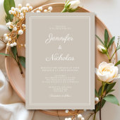 Elegante moderne Taupe Script bruiloft Kaart