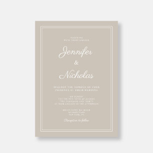 Elegante moderne Taupe Script bruiloft Kaart