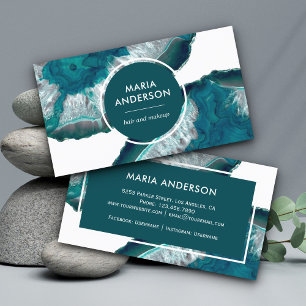 Elegante moderne teal agaat geode edelsteen visitekaartje