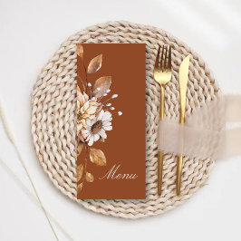 Elegante moderne terracotta bloemrijke boho-herfst menu