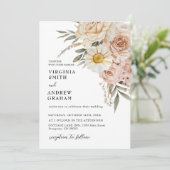 Elegante moderne Terracotta Boho Floral Wedding Kaart (Staand voorkant)