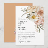 Elegante moderne Terracotta Boho Floral Wedding Kaart (Voorkant / Achterkant)