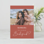 Elegante moderne Terracotta Bruidsmeisje voorstel  Kaart (Staand voorkant)