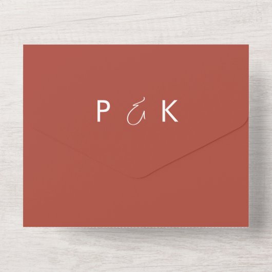 Elegante & moderne Terracotta bruiloft All In One Uitnodiging (Achterkant)