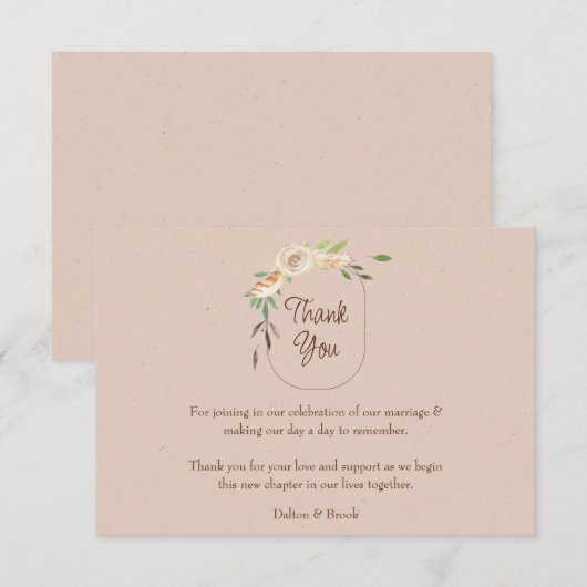 Elegante & Moderne Terracotta Bruiloft Bedankkaart (Voorkant / Achterkant)