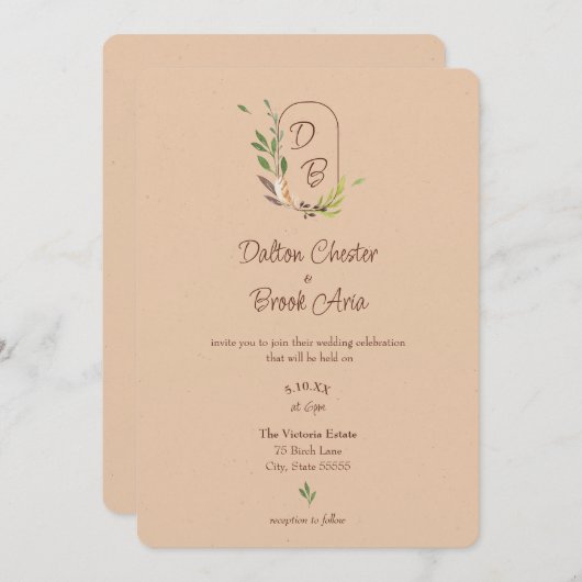 Elegante & Moderne Terracotta Bruiloft Kaart (Voorkant / Achterkant)