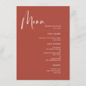 Elegante & moderne Terracotta bruiloft Menu (Voorkant)