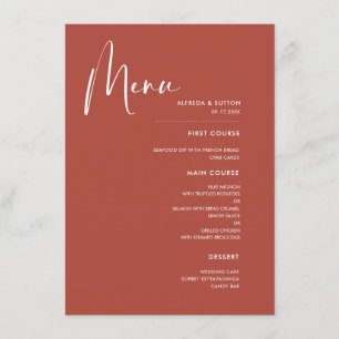 Elegante & moderne Terracotta bruiloft Menu