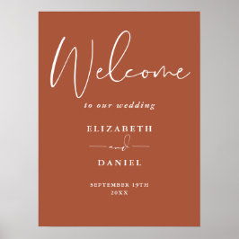 Elegante moderne Terracotta bruiloft welkomstbord Poster