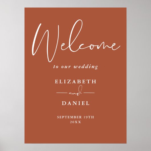 Elegante moderne Terracotta bruiloft welkomstbord Poster (Voorkant)