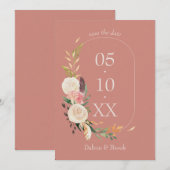 Elegante & Moderne Terracotta Huwelijk Bewaar de D Save The Date (Voorkant / Achterkant)