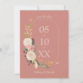 Elegante & Moderne Terracotta Trouwkaart 'Save the Save The Date
