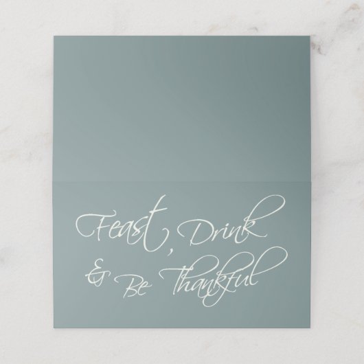 Elegante moderne Thanksgiving Dankbaar Feest Plaatskaartje (Buitenkant ongevouwen)
