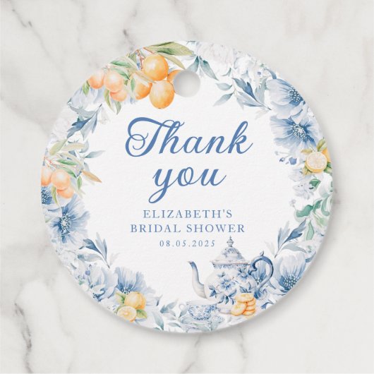 Elegante Moderne Theepartij Bedankjes Labels (Achterkant)