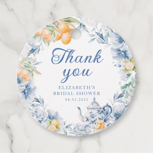 Elegante Moderne Theepartij Bedankjes Labels (Voorkant)