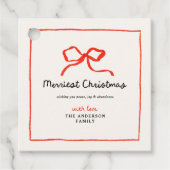 Elegante moderne traditionele rode boog Kerstmis Bedankjes Labels (Voorkant)