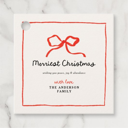 Elegante moderne traditionele rode boog Kerstmis Bedankjes Labels (Voorkant)