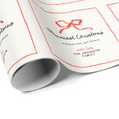 Elegante moderne traditionele rode boog Kerstmis Cadeaupapier (Rol Hoek)