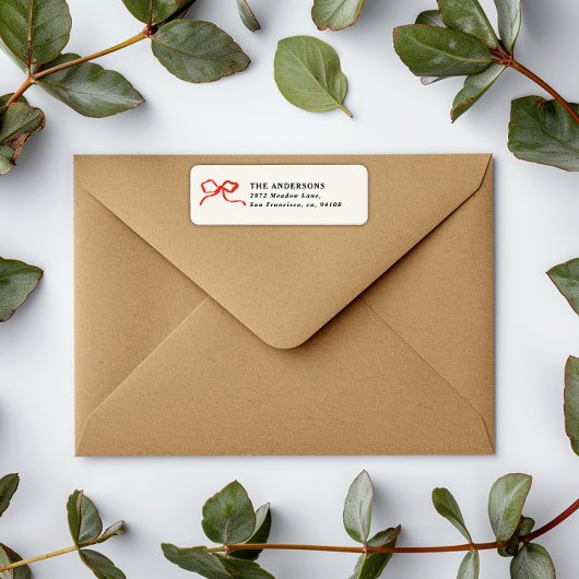 Elegante moderne traditionele rode boog Kerstmis Etiket