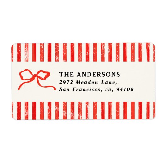 Elegante moderne traditionele rode boog Kerstmis Etiket (Voorkant)