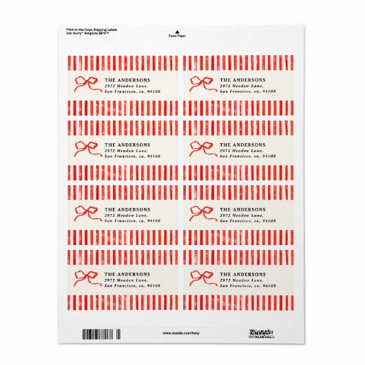 Elegante moderne traditionele rode boog Kerstmis Etiket (Full Sheet)