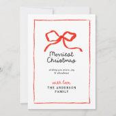 Elegante moderne traditionele rode boog Kerstmis Feestdagenkaart (Voorkant)