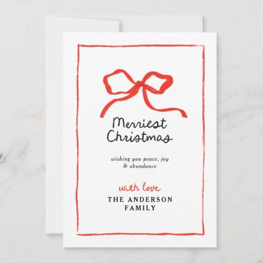 Elegante moderne traditionele rode boog Kerstmis Feestdagenkaart (Voorkant)